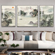 Oufa Living room decoration painting Sofa background wall hanging painting New Chinese style Chinese style landscape calligraphy and painting Landscape painting Restaurant Bedroom Bedside Study Triple Mural Crystal Porcelain Painting A-Flowing Water Makes Money 40*60 in the left and right 60*60/fabric painting