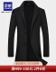 ROMON Wool Double-Sided Nylon Coat Cashmere Woolen Coat Men's 2020 New Nylon Coat Windbreaker Mid-Length Slant Pocket Double-Sided Nylon Winter Coat Men's Black 175