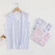 AB underwear women's pure cotton pajamas summer sleeveless sweatshirt middle-aged and elderly mothers printed V-neck cardigan vest T-shirt S724 Blue Lotus XXL (170/100)