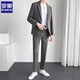 ROMON casual suit suit for men, loose and versatile jacket, high-end Korean version, light business formal wear, handsome little suit for men, two-piece suit, gray blue suit + trousers, XL size