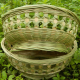Bamboo woven basket household round basket empty fruit basket steamed bread basket living room creative candy plate bamboo green woven bamboo products tall flower basket three-piece set (large, medium, small)