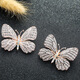 Siliou Meiman Diamond Butterfly Brooch Women's Retro Insect Corsage Fashion Versatile Alloy Pin Accessories White Oil Drop Pattern Butterfly