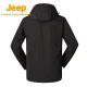 Jeep Men's Jacket Fleece Two-piece Outdoor Jacket Men's Three-in-One Couple Models Windproof Waterproof Warm Cold-proof Clothes Mountaineering Jacket Men's Brand Black M