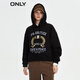 
ONLY Autumn and Winter Sports Style Hooded Letter Print Loose Sweatshirt Women 12349S014 H1Z Black S 160/80A