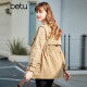 betu Baitu women's windbreaker for women's spring new lapel waist versatile mid-length jacket jd2101T36 khaki L
