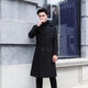Bo Feidi men's youth long knee windbreaker autumn new coat coat men's Korean style slim mid-length windbreaker black 2XL