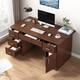 Humanities Chengjia Computer Desk Desktop Simple Office Desk Home Writing Desk Table Office Desk and Chair Set Adult Work Desk Highly Recommended Five Drawers with Cabinet Walnut Color 120*60cm
