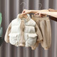 Three-piece set Leba Mouse children's clothing children's suit sweatshirt plus velvet winter clothing new style fashionable boy baby clothes 1-6 years old infants and girls thickened vest cotton pants trendy khaki color (vest + sweatshirt + pants) 90 size recommended 1-2 years old (height 80-90cm)