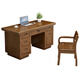 Rulan solid wood desk boss desk and chair combination new Chinese style executive desk home computer desk writing desk 1.4 meters desk walnut color