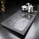 Chengyun Shangzun Black Gold Stone Tea Tray Home High-end Kung Fu Tea Set Fully Automatic One-in-One Four-in-One Simple Tea Table Office Fish Playing Lotus Pond Black Gold Stone K33-Geliang Tangyun