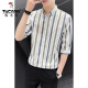 Woodpecker (TUCANO) shirt men's spring new striped men's casual versatile fashion simple centre-sleeved shirt top men's clothing DC679 white XL (about 120-135 Jin [Jin equals 0.5 kg] can be worn)