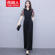 Antarctic High Waist Jumpsuit Women's Summer 2021 New Arrival Temperament Waist Collar Falling Chiffon Straight Jumpsuit Wide Leg Pants Thin Black Stripe Splicing L