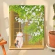 Beisijia digital oil painting diy landscape flowers hand-painted oil painting coloring living room decorative painting children's hand-painted animation hanging painting cat on the windowsill 50*40cm stretched solid wood inner frame set
