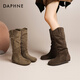
Daphne boots women's retro western denim pile boots suede martin boots women 4024605063 brown 38