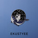 EKUSTYEE astronaut couple brooch whale cute creative men's and women's metal badge pin bag decoration drift bottle whale