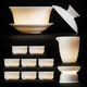 SUSHI CERAMICS Suet Jade Tea Set Dehua Ceramics Sancai Covered Bowl Pure White Porcelain Kung Fu Tea Cup Gift Box J0432