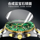 
Top 10 watches for men's water ghost mechanical watch fully automatic men's watch hollow waterproof watch collector's version-3271-Steel belt green