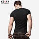 Continued short-sleeved t-shirt for men solid color sports summer casual tight round neck top white slim fit men's T-shirt black XL (175) (135-150Jin Jin is equal to about 0.5 kg)