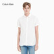 Calvin KleinJeans春夏男士商务休闲通勤ck简约刺绣棉亚麻短袖衬衫J317422 YAF-白色 M （建议130-150斤）