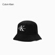 Calvin Kleinjeans [Regalo del Día de San Valentín chino] Hombres y mujeres Casuales Algodón puro Cartas de bordado simples Ck Sunshade Fisherman's Hat Hx0508 001-Black-Black OS