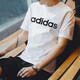 
Adidas short-sleeved men 2025 summer fashion trend casual breathable fitness training round neck half-sleeved sports T-shirt men GP4885/small logo/white XL