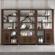 Harmony Shangpin New Chinese Style Solid Wood Boulevard Boulevard Ornement Walnut Modern Simple Study Duobao Pavilion Affiche Bibliothèque de la boutique de 880 mm Boulevard Cabinet (Style de porte de l'armoire gauche)