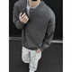 Digada Lazy Henry Collar Sweater Men's Winter Bottoming Sweater Men's Sweater Underwear Trendy Brand Men's Sweater Jacket Men QSCZ-Z84 Light Gray L