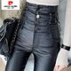 Pierre Cardin Internet Celebridades Pantalones para mujeres Femeninos Autumnia e invierno Estilo coreano Correa apretada Zipper más Pantalones de cuero Velvet Leggings de cintura Alta Penche Pencil PIEL PIELO/Pantalones de cuero Pantalones de cuero [Estilo 9928] Además de Velvet M [95-105Jin [Jin equivale a 0.5 kg]] El código de la tarjeta
