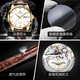 Olevs Schweizer zertifiziertes Markenpaar Uhr Watch Mechanical Watch Vollautomatisch wasserdichte leuchtende Paar Uhr Neujahrsgeschenk für Liebhaber [Collector's Version 6629] Braunes Leder weißes Gesichtspaar