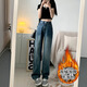 Sekong 2025 Herbst- und Winter neuer Stil verdickter hoher Taille, drapierte lässige Weitbein-Jeans für Frauen plus Samt warme Hosen HNF 683 Retro Blue Plus Velvet L.