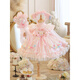 Jiepingya Girls Melody Lolita Autumn and Winter Knitted Princess Group Children's Dress Skirt Birthday New Dress Pink M721 + Hair Accessories 110 cm