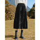 Betu women's winter new skirt elastic waist love velvet embossed skirt women 2411D05 black M