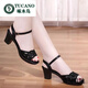 Woodpecker 2024 new thick heel sandals for women summer fish-billed women's shoes sexy high heels for women black mother shoes women's middle heel black 36