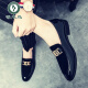 Woodpecker 2025 Nuevo primavera zapatos de frijoles perezosos con una pierna con el dedo del pie puntiagudo zapatos de cuero casual de cuero mate de cuero moderno 866 Negro 38