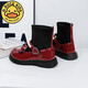 G.duck Little Yellow Duck Girls' Shoes Small Leather Shoes 2025 Children's Short Boots Princess Martin Boots Autumn and Winter Little Girls Black Boots HDL-Red 818 (Single Shoe) Size 31 Inner Length 19.3cm