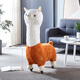 Mantenga linda alpaca montura muñeca taburete asiento animal muñeca con ruedas regalo de cumpleaños de juguete de lujos de lujo para mujeres para mujeres con estilo de polea de naranja desgarrable 1.12m