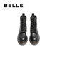 百丽（Belle）街头复古马丁靴女商场同款真皮户外短靴D3D1DDD4 黑色-单里 37 (235mm)