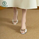 
Woodpecker's new 2025 summer leather thick heel sandals fish mouth open toe fashion non-slip fairy style single shoes for women black 36