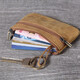 
Jiemou top layer cowhide mini card bag small cow bag men and women retro handmade genuine leather driver's license key bag z1c brown yellow (specially larger version)