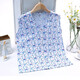 AB underwear women's pure cotton pajamas summer sleeveless sweatshirt middle-aged and elderly mothers printed V-neck cardigan vest T-shirt S724 Blue Lotus XXL (170/100)