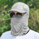 Summer sun protection mask full face ice silk sun protection mask for men and women outdoor cycling and fishing breathable sunshade neck protection face mask for men - light gray