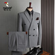 Woodpecker (TUCANO) double-row suit suit men's formal business casual fashion Korean version slim large size wedding small suit for men medium gray (suit + trousers) XL 52 (123-135Jin Jin equals 0.5 kg)