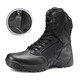 
Junluoke autumn and winter sting zipper combat boots men and women tactical boots flying land combat high-top black cowhide training boots D14099 black 42