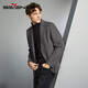
Seven brand [wool] suit jacket for men in spring new fashion trend slim single jacquard anti-wrinkle suit for men black B48 (175/96B)