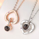 Djin projection silver necklace for women 100 languages ​​customized pendant clavicle chain wife Valentine's Day birthday gift for girlfriend D698 projection color picture version (module + color picture)