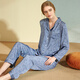 Han Shidun Spring y Autumn Pare Pajamas Pajamas Hombres y mujeres Summer de manga larga delgada Ropa para el hogar de alta gama 8802-9902 Haze Blue Men (tamaño XL)