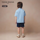 Teenie Weenie Kids summer style boys' fashionable small lapel short-sleeved denim shirt light blue 120 cm