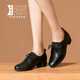 Lu Shinan deep mouth single shoes for women high heels spring and autumn new black leather shoes thick heels professional work shoes lace-up commuting genuine leather women's shoes black mid-heel 3.5cm plus velvet (723R) 36