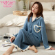 Modal pajamas for women in autumn and winter pure cotton waffle long sleeve trousers wearing Korean cute cartoon women's home clothing suit MJ9854 women M