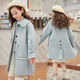 Disney Girls Wolljacke Herbst und Winter neuer koreanischer Stil verdickter Baumwollwölfungsmantel mit mittlerer Länge modischer Frühling und Herbst hellblau [Baumwollfutter] 160